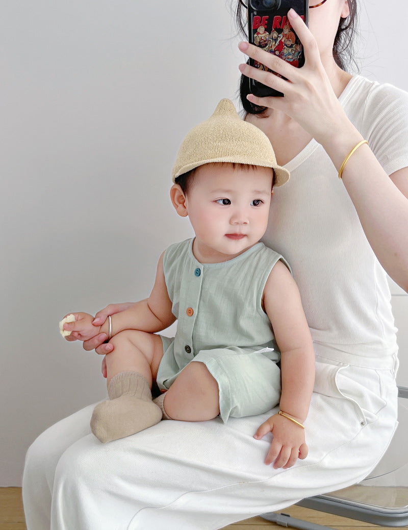 Organic Cotton Baby Romper - Breathable Sleeveless Jumpsuit for Boys & Girls | Soft Summer Outfit (0-24 Months)