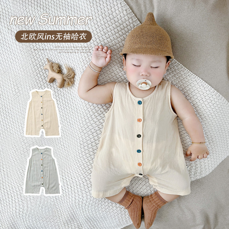 Organic Cotton Baby Romper - Breathable Sleeveless Jumpsuit for Boys & Girls | Soft Summer Outfit (0-24 Months)