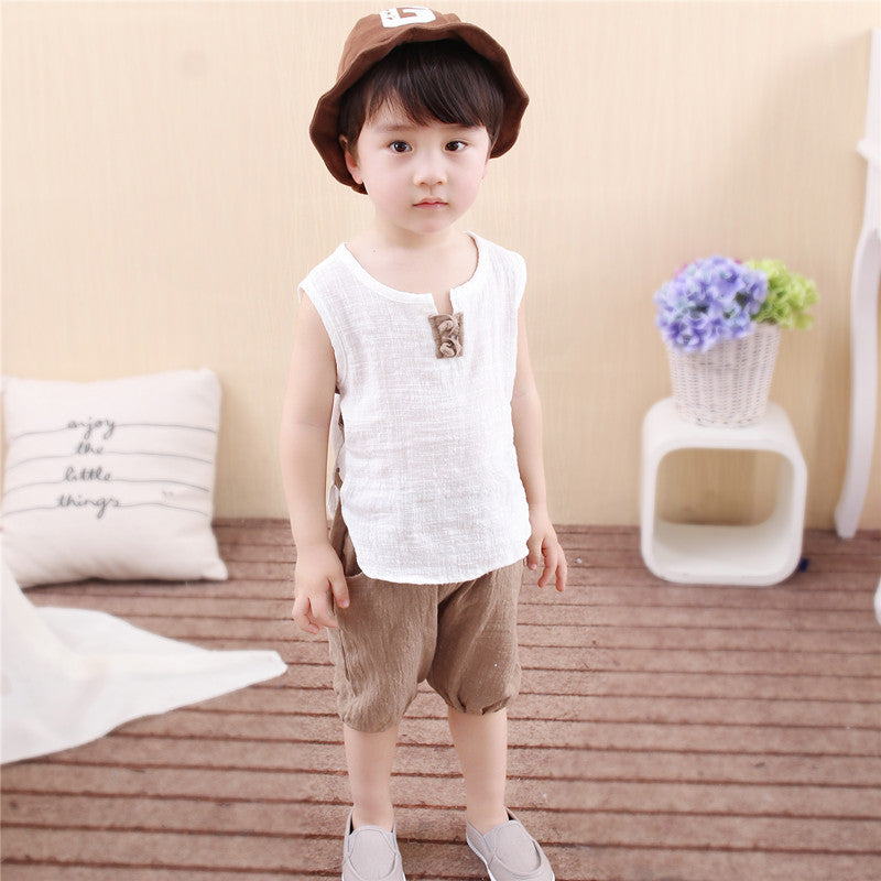 Tang Dynasty Baby Outfit - Organic Cotton Sleeveless Vest & Shorts Set for Newborn Photography, First Birthday Photo Shoot (0-3 Years)
