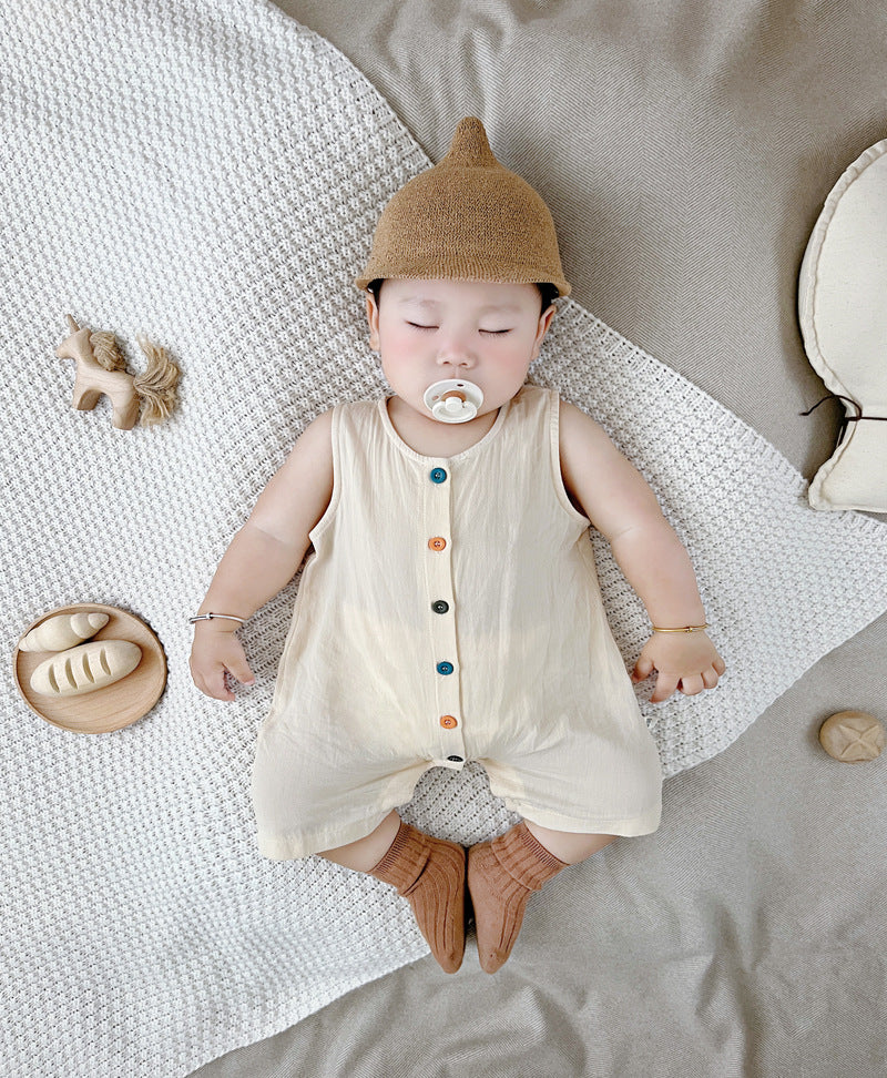 Organic Cotton Baby Romper - Breathable Sleeveless Jumpsuit for Boys & Girls | Soft Summer Outfit (0-24 Months)