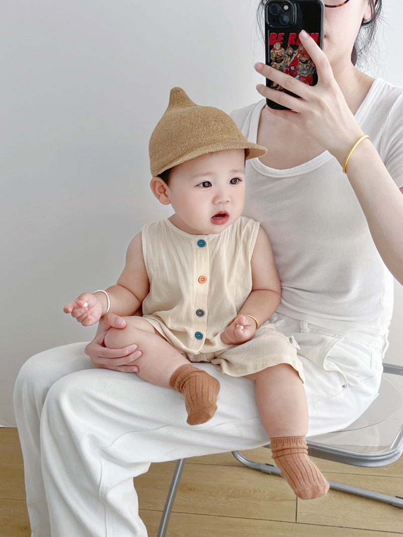 Organic Cotton Baby Romper - Breathable Sleeveless Jumpsuit for Boys & Girls | Soft Summer Outfit (0-24 Months)