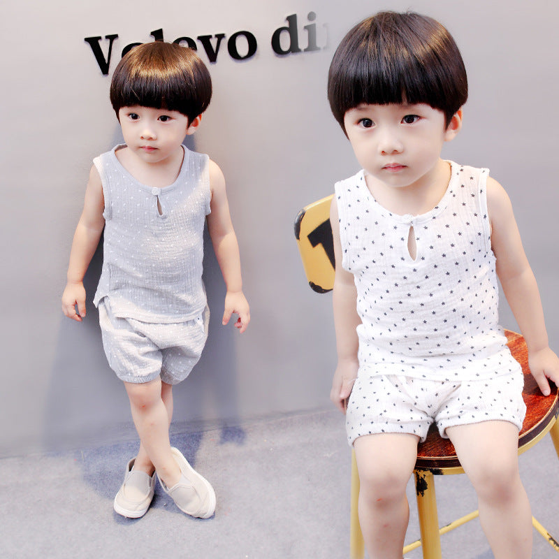 Tang Dynasty Baby Outfit - Organic Cotton Sleeveless Vest & Shorts Set for Newborn Photography, First Birthday Photo Shoot (0-3 Years)