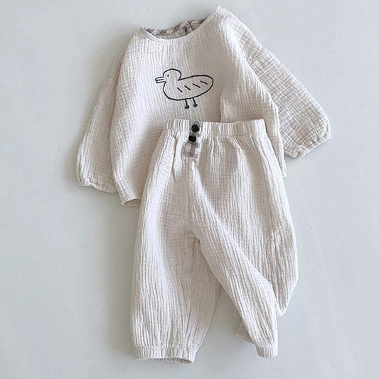 Organic Cotton Linen Baby Set - Breathable 2-Piece Outfit for Babies & Toddlers 6M-3Y, Casual Everyday Spring Summer Clothes