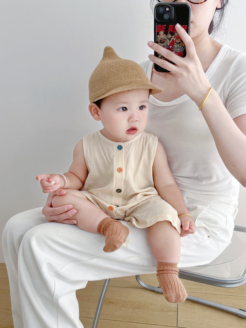 Organic Cotton Baby Romper - Breathable Sleeveless Jumpsuit for Boys & Girls | Soft Summer Outfit (0-24 Months)