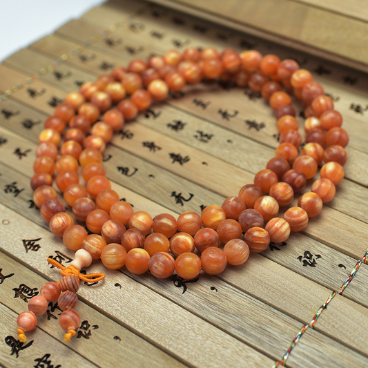 Imperial Blood Dragon Wood 108 Mala 8mm | Full Red Transparency Buddhist Meditation Bracelet