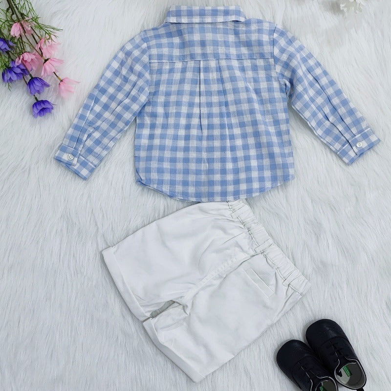 Baby Boy Linen-Cotton Shirt and Shorts Set - Breathable 2-Piece Outfit for Spring & Summer (12-24 Months)