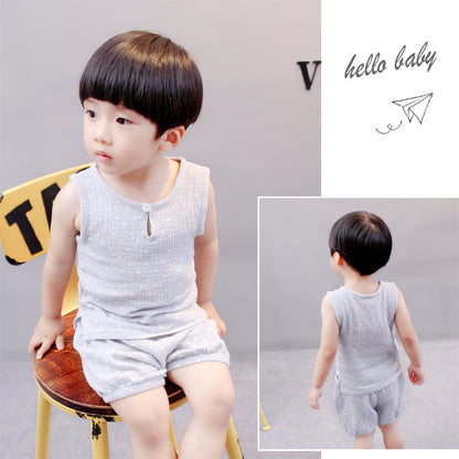 Tang Dynasty Baby Outfit - Organic Cotton Sleeveless Vest & Shorts Set for Newborn Photography, First Birthday Photo Shoot (0-3 Years)