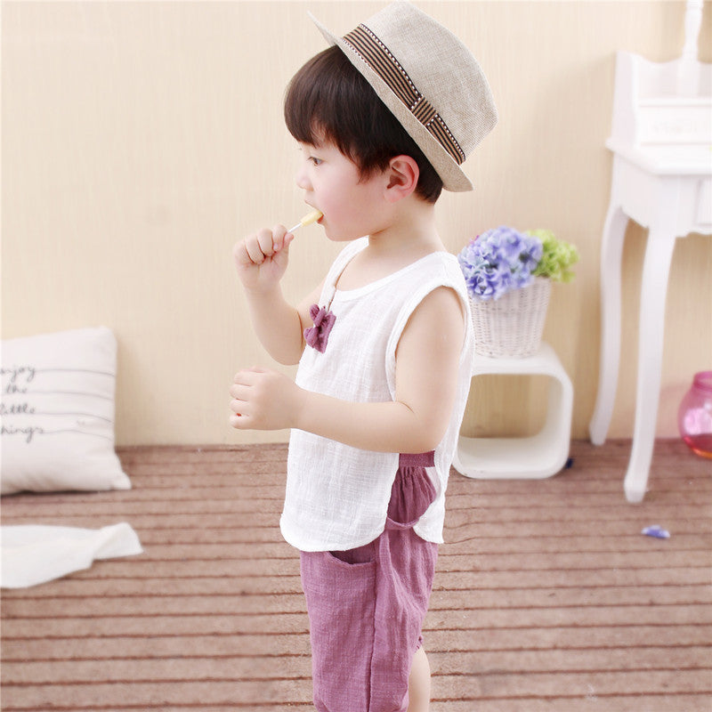 Tang Dynasty Baby Outfit - Organic Cotton Sleeveless Vest & Shorts Set for Newborn Photography, First Birthday Photo Shoot (0-3 Years)