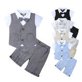 Baby Boy First Birthday Outfit - British Style 2-Piece Cotton Linen Suit for Christening, Baptism, Photo Shoot (1-3 Years)