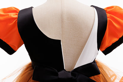 Girls Halloween Christmas Tutu Dress - Princess Party Gown with Hat & Pumpkin Bag Set