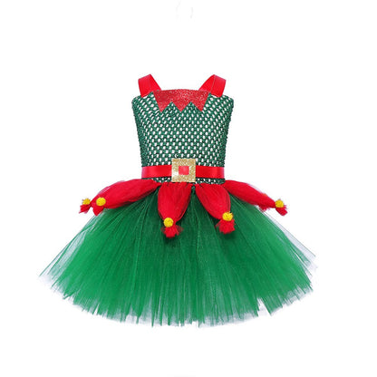 Girls Christmas Party Dress - Stage Performance Tutu Princess Gown for Holiday Events