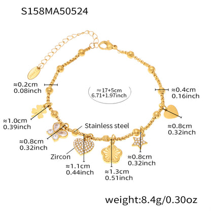 OMAIKA 5A Zircon Multi-element DIY Bracelet fashion European and American Anklet Stainless Steel Furnace Vacuum Electroplating Jewelry