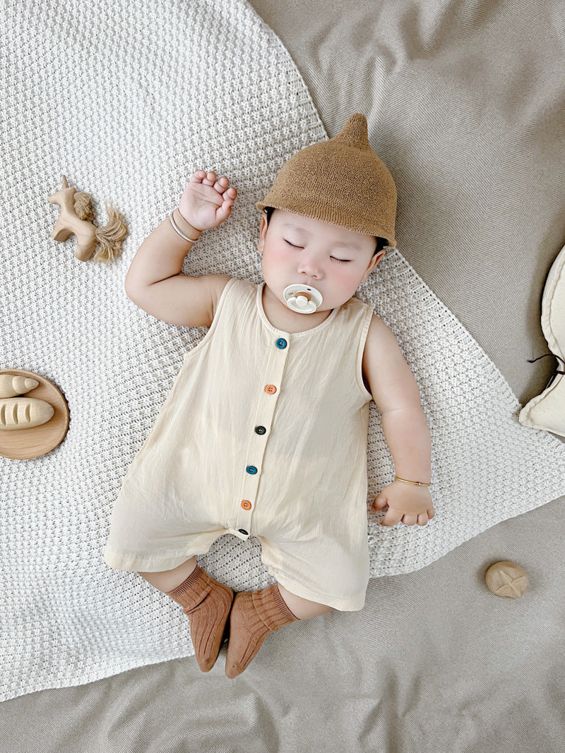 Organic Cotton Baby Romper - Breathable Sleeveless Jumpsuit for Boys & Girls | Soft Summer Outfit (0-24 Months)