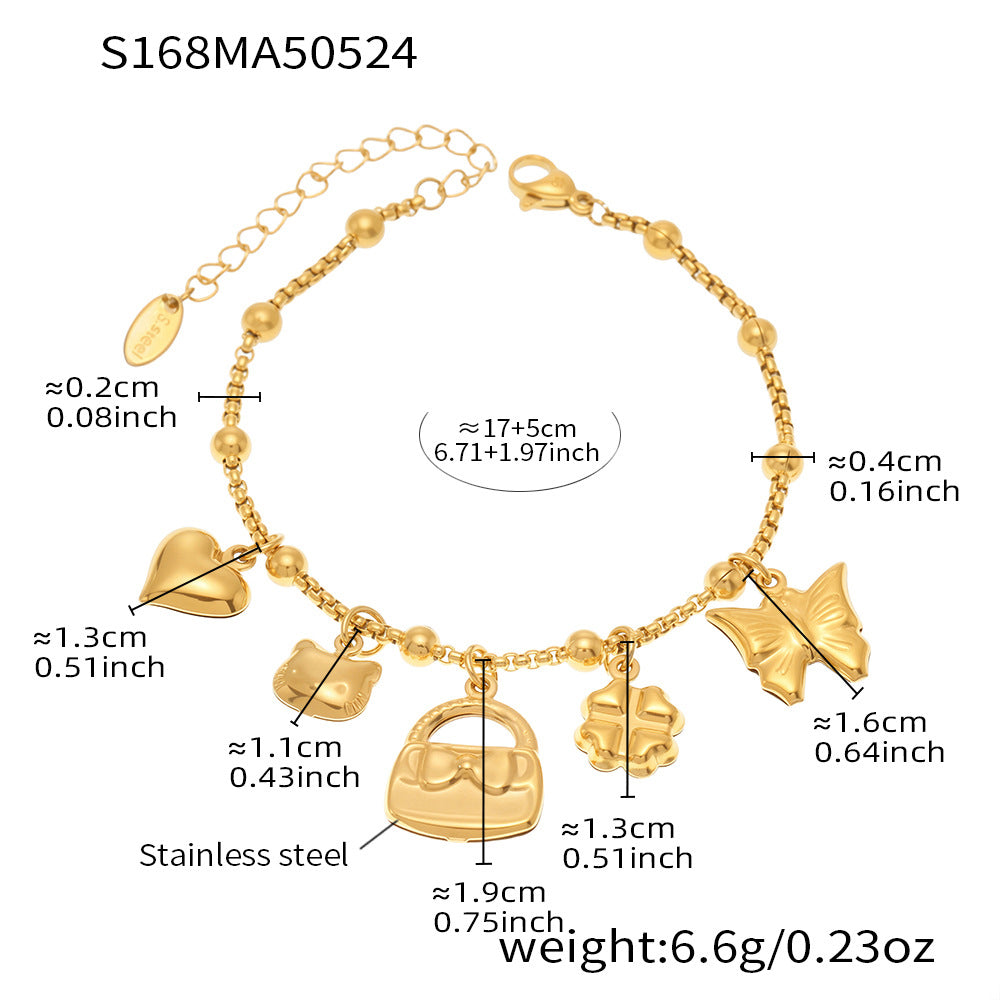 OMAIKA 5A Zircon Multi-element DIY Bracelet fashion European and American Anklet Stainless Steel Furnace Vacuum Electroplating Jewelry