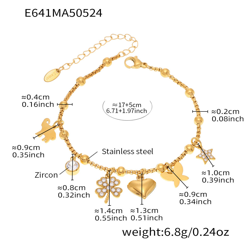 OMAIKA 5A Zircon Multi-element DIY Bracelet fashion European and American Anklet Stainless Steel Furnace Vacuum Electroplating Jewelry