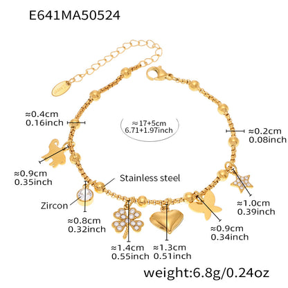 OMAIKA 5A Zircon Multi-element DIY Bracelet fashion European and American Anklet Stainless Steel Furnace Vacuum Electroplating Jewelry