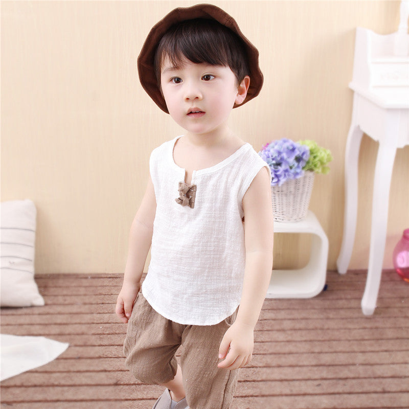 Tang Dynasty Baby Outfit - Organic Cotton Sleeveless Vest & Shorts Set for Newborn Photography, First Birthday Photo Shoot (0-3 Years)