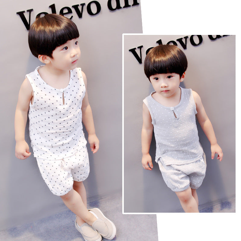 Tang Dynasty Baby Outfit - Organic Cotton Sleeveless Vest & Shorts Set for Newborn Photography, First Birthday Photo Shoot (0-3 Years)