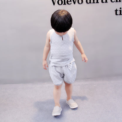Tang Dynasty Baby Outfit - Organic Cotton Sleeveless Vest & Shorts Set for Newborn Photography, First Birthday Photo Shoot (0-3 Years)