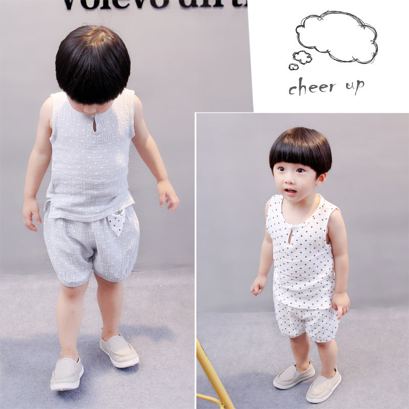 Tang Dynasty Baby Outfit - Organic Cotton Sleeveless Vest & Shorts Set for Newborn Photography, First Birthday Photo Shoot (0-3 Years)