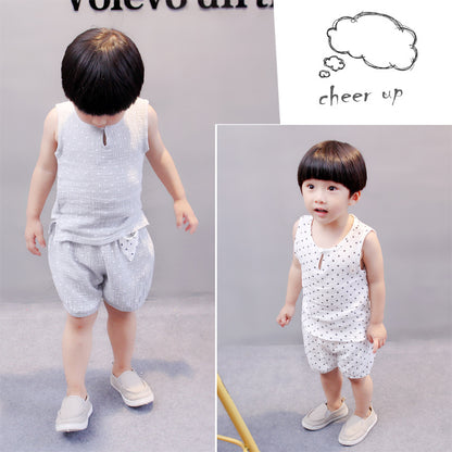 Tang Dynasty Baby Outfit - Organic Cotton Sleeveless Vest & Shorts Set for Newborn Photography, First Birthday Photo Shoot (0-3 Years)