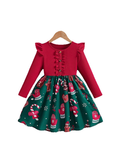 Girls Christmas Dress 2025 Floral Sleeveless Dress - Korean Style Princess Party Gown