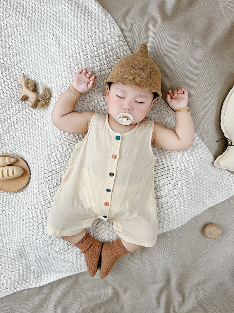 Organic Cotton Baby Romper - Breathable Sleeveless Jumpsuit for Boys & Girls | Soft Summer Outfit (0-24 Months)