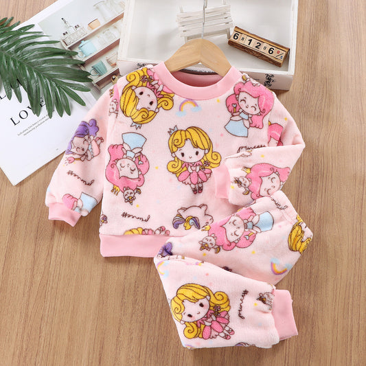 Kids Flannel Pajama Set - Cozy Thermal Lounge Wear for Boys & Girls | Winter Warm Fleece Sleepwear (2-10 Years)