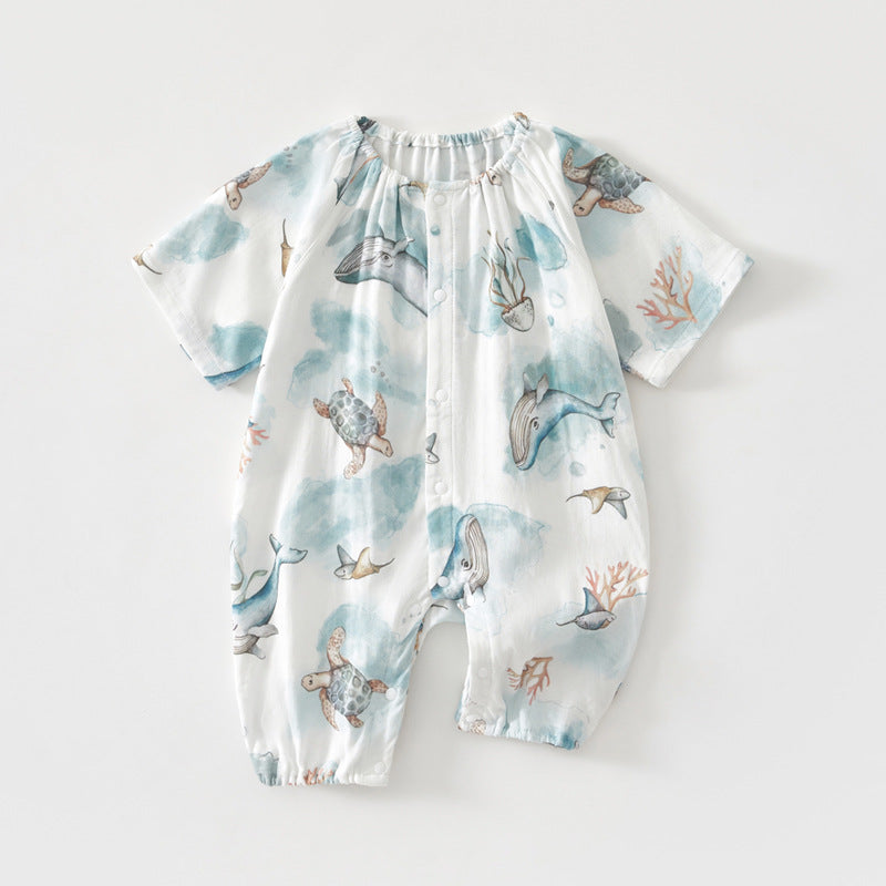 Baby Bamboo Romper - Organic Short Sleeve Onesie with Breathable Linen Blend for Newborn & Infant (0-12 Months)