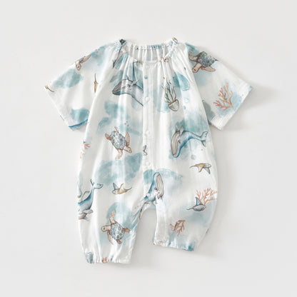 Baby Bamboo Romper - Organic Short Sleeve Onesie with Breathable Linen Blend for Newborn & Infant (0-12 Months)