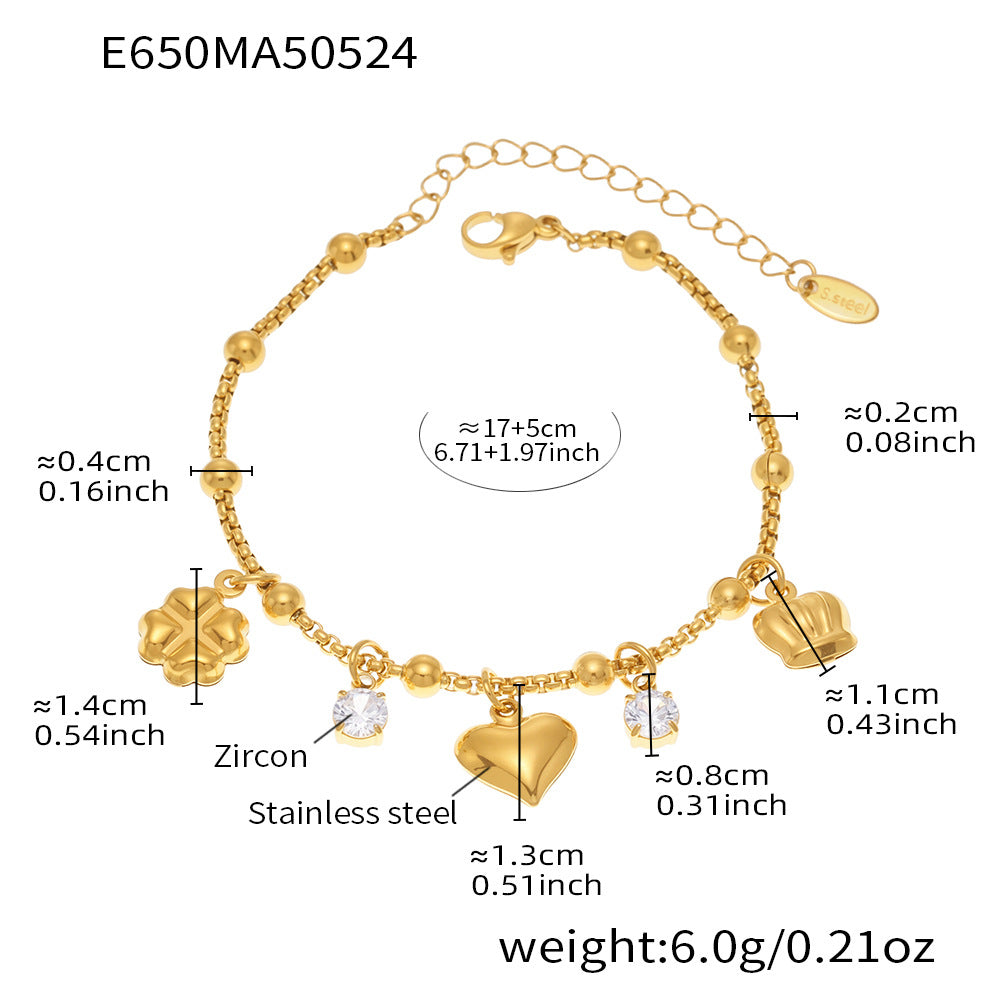 OMAIKA 5A Zircon Multi-element DIY Bracelet fashion European and American Anklet Stainless Steel Furnace Vacuum Electroplating Jewelry