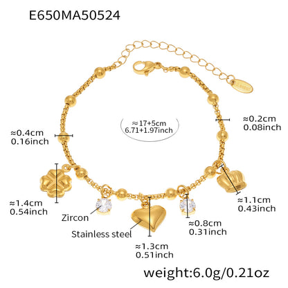 OMAIKA 5A Zircon Multi-element DIY Bracelet fashion European and American Anklet Stainless Steel Furnace Vacuum Electroplating Jewelry