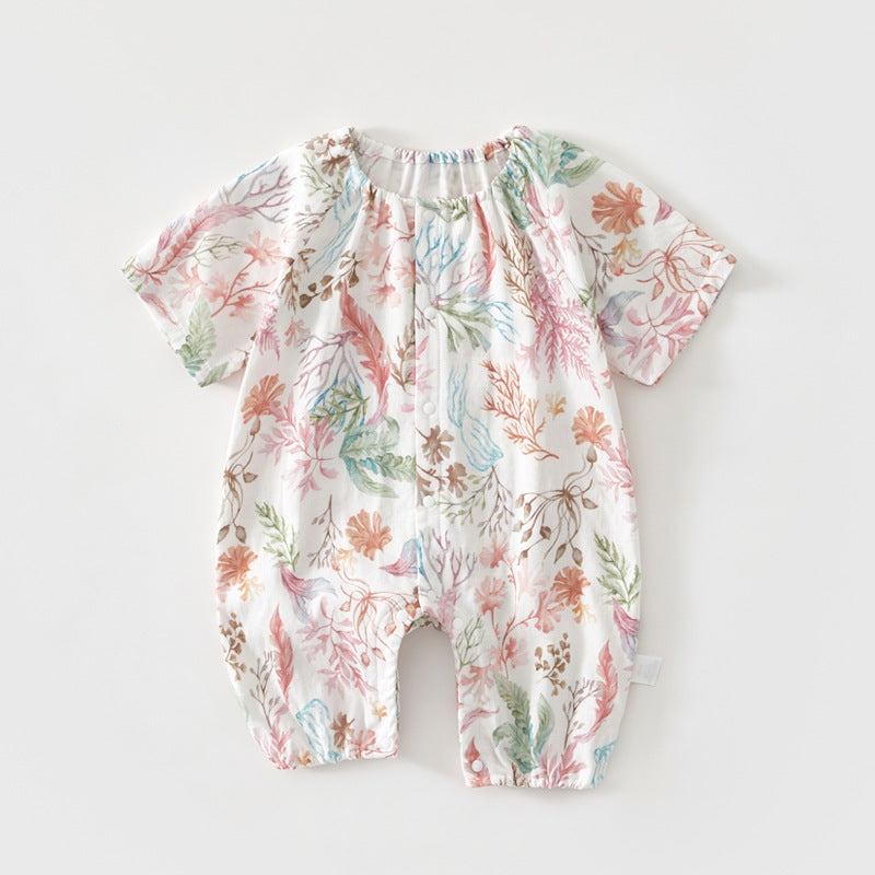Baby Bamboo Romper - Organic Short Sleeve Onesie with Breathable Linen Blend for Newborn & Infant (0-12 Months)