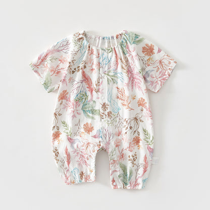 Baby Bamboo Romper - Organic Short Sleeve Onesie with Breathable Linen Blend for Newborn & Infant (0-12 Months)