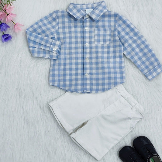 Baby Boy Linen-Cotton Shirt and Shorts Set - Breathable 2-Piece Outfit for Spring & Summer (12-24 Months)