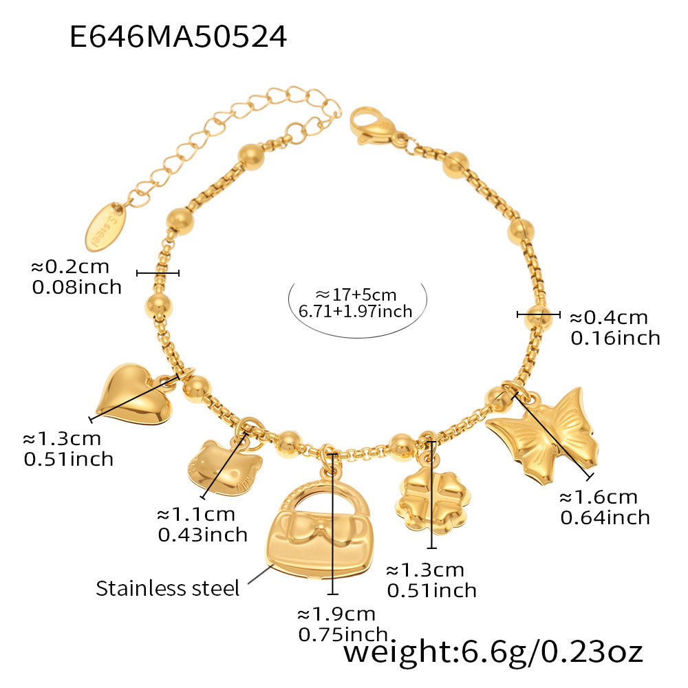 OMAIKA 5A Zircon Multi-element DIY Bracelet fashion European and American Anklet Stainless Steel Furnace Vacuum Electroplating Jewelry