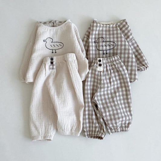 Organic Cotton Linen Baby Set - Breathable 2-Piece Outfit for Babies & Toddlers 6M-3Y, Casual Everyday Spring Summer Clothes
