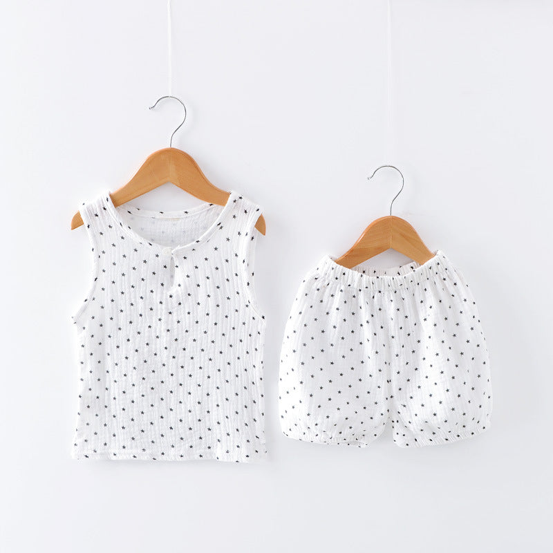 Tang Dynasty Baby Outfit - Organic Cotton Sleeveless Vest & Shorts Set for Newborn Photography, First Birthday Photo Shoot (0-3 Years)