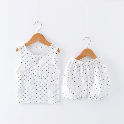 Tang Dynasty Baby Outfit - Organic Cotton Sleeveless Vest & Shorts Set for Newborn Photography, First Birthday Photo Shoot (0-3 Years)