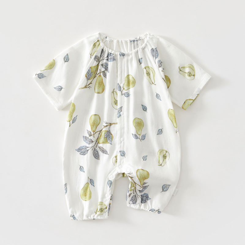 Baby Bamboo Romper - Organic Short Sleeve Onesie with Breathable Linen Blend for Newborn & Infant (0-12 Months)