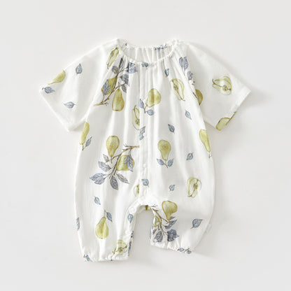 Baby Bamboo Romper - Organic Short Sleeve Onesie with Breathable Linen Blend for Newborn & Infant (0-12 Months)