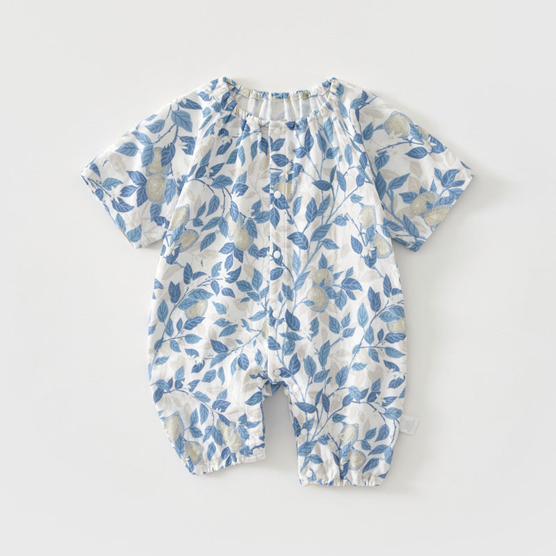 Baby Bamboo Romper - Organic Short Sleeve Onesie with Breathable Linen Blend for Newborn & Infant (0-12 Months)
