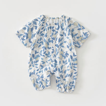Baby Bamboo Romper - Organic Short Sleeve Onesie with Breathable Linen Blend for Newborn & Infant (0-12 Months)