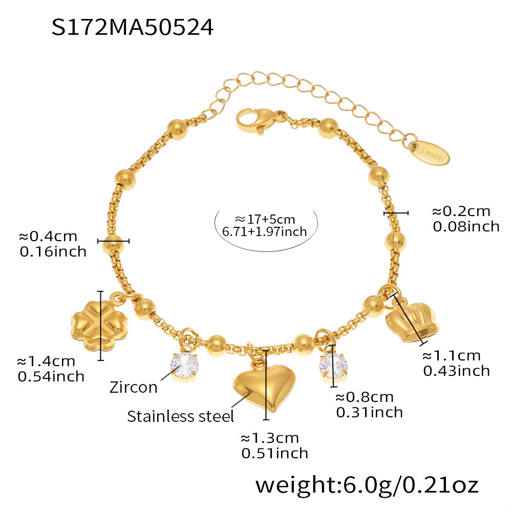 OMAIKA 5A Zircon Multi-element DIY Bracelet fashion European and American Anklet Stainless Steel Furnace Vacuum Electroplating Jewelry
