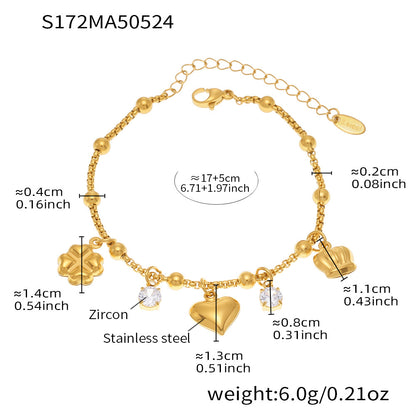 OMAIKA 5A Zircon Multi-element DIY Bracelet fashion European and American Anklet Stainless Steel Furnace Vacuum Electroplating Jewelry