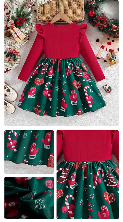 Girls Christmas Dress 2025 Floral Sleeveless Dress - Korean Style Princess Party Gown
