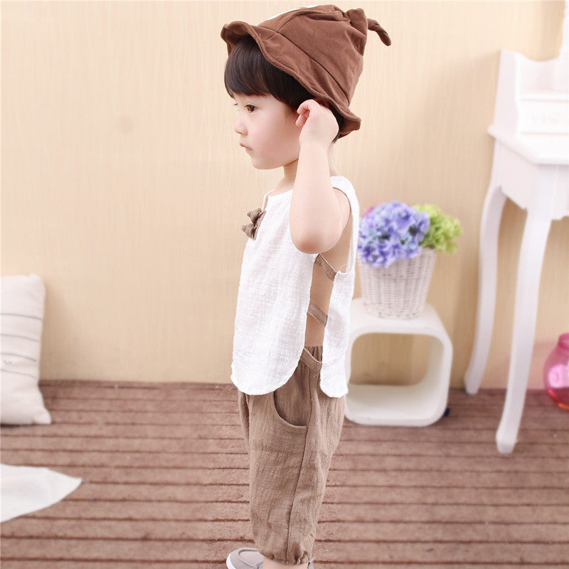 Tang Dynasty Baby Outfit - Organic Cotton Sleeveless Vest & Shorts Set for Newborn Photography, First Birthday Photo Shoot (0-3 Years)