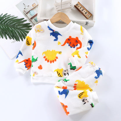 Kids Flannel Pajama Set - Cozy Thermal Lounge Wear for Boys & Girls | Winter Warm Fleece Sleepwear (2-10 Years)
