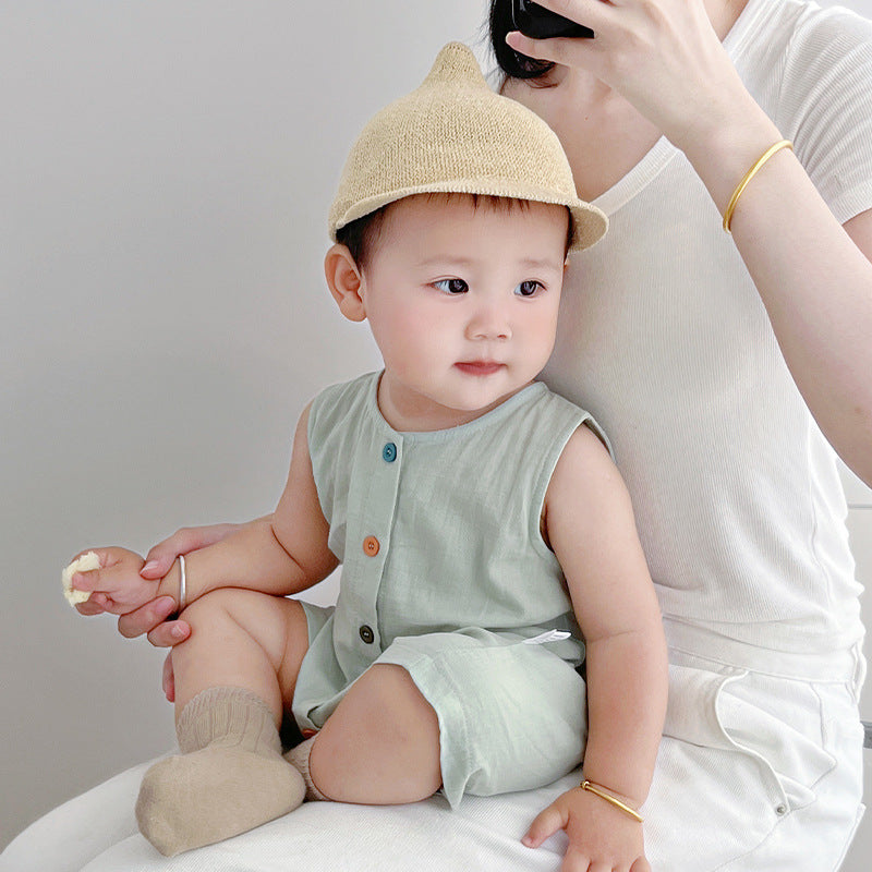 Organic Cotton Baby Romper - Breathable Sleeveless Jumpsuit for Boys & Girls | Soft Summer Outfit (0-24 Months)
