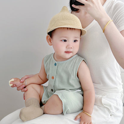 Organic Cotton Baby Romper - Breathable Sleeveless Jumpsuit for Boys & Girls | Soft Summer Outfit (0-24 Months)